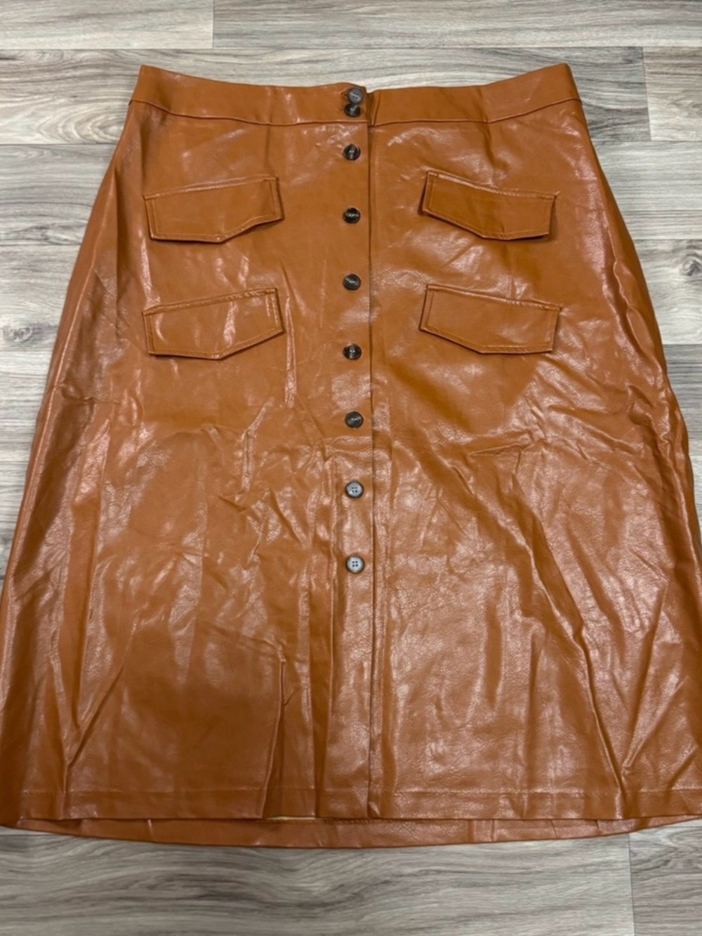 NWT Mare Mare x Anthropologie Faux Leather Skirt in Brown Size 2X